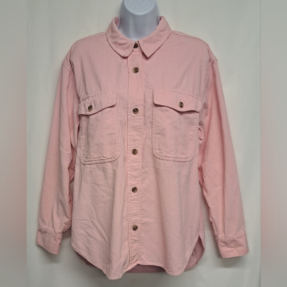 Universal Thread M Oversized Fit Pink Corduroy Button Down Shirt Top - Picture 1 of 7